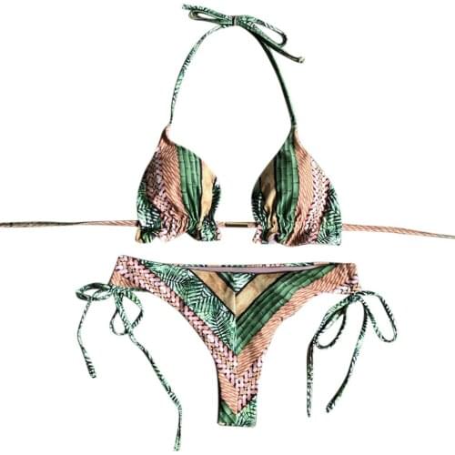 Swimsuit Bikini Bikinis 2020 Mujer Bikini Push Up Rainbow Striped Print Swimwear Bikini Swimwear Bandage Swim Suit Tankini Beach