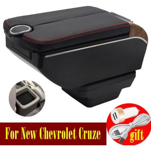 For New Chevrolet Cruze armrest box Double doors open 7USB Centre Console Storage Box Arm Rest