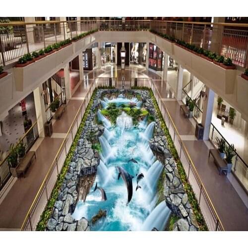 Suspended Mountain Dolphin 3D outdoor painting the floor pvc floor wallpaper 3d floor painting wallpaper