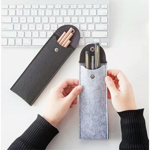 Simple Solid Color Felt Pencil Case School Supplies Cute Pen Case Stationery Portable Pencil case small pencil pouch