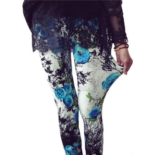 VIIANLES Sexy Trousers Hot Sale 2021 Printing Flower Leggings Leggins Plaid Thin Pant Fashion Women Aptitud