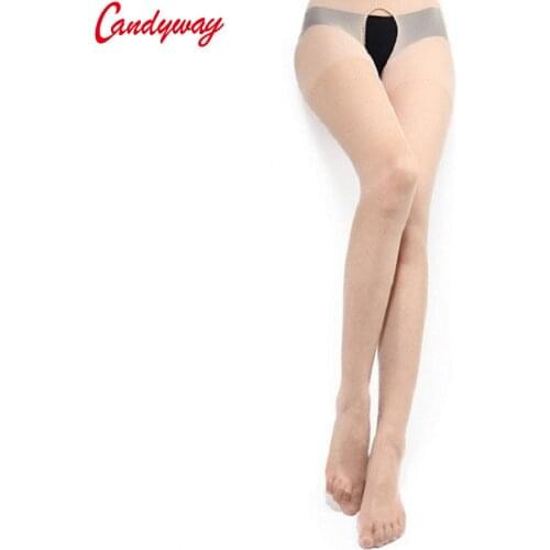 Sexy lingerie Tights ultra elastic Silk stockings Pouch Sheath Underwear Stocking for sexy stockings open crotch IVORY