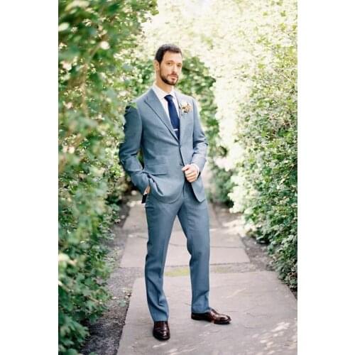 The brides blue two buttons and handsome groom wedding is suitable for a man formal suit suit men tuxedo (jacket + pants + tie)