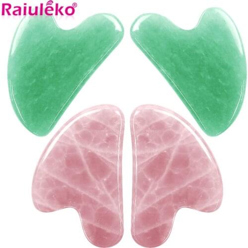 Natural Jade Gua Sha Scraper Board Massage Rose Quartz Jade Guasha Stone Wrinkle Remover For Face Neck Skin Lifting Beauty Care