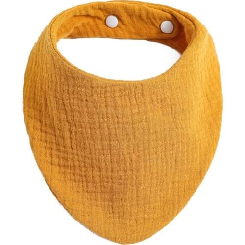 W3JF 1 Pc Baby Bibs Cotton Accessories Newborn Solid Color Snap Button Soft Triangle Towel Feeding Drool Bibs