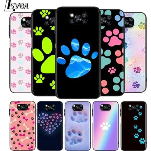 Dog foot Paw for Xiaomi Poco X3 NFC X2 M3 M2 F2 Pro C3 F1 A2 Lite A1 Mix3 Play Silicone Soft Black Phone Case