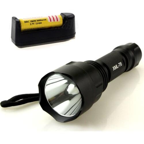 Led flashlight XML T6 Linterna 3800 lumens electric torch + 18650 battery + charger