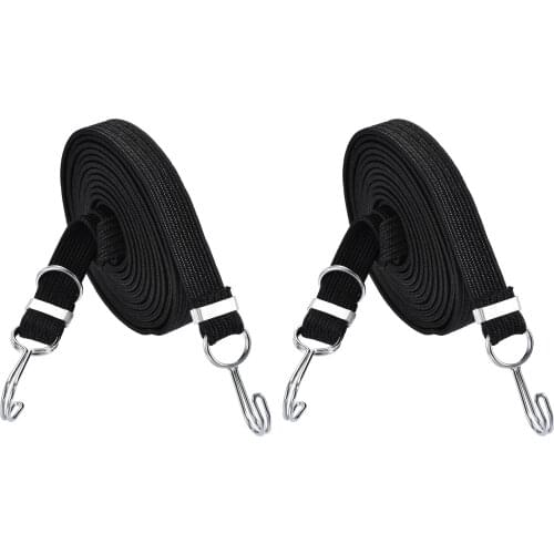 Uxcell Elastic Cord with Hook 4 Meters x 25mm Latex PP for Hand Carts Luggage Rack Cargo Black 2 Pcs