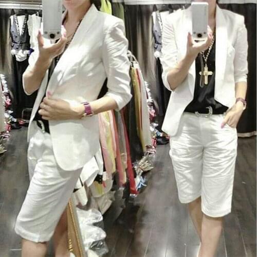 Spring 2020 new womens clothing Korean summer fashion trendy linen casual small suit jacket fashionable two-piece suit female d