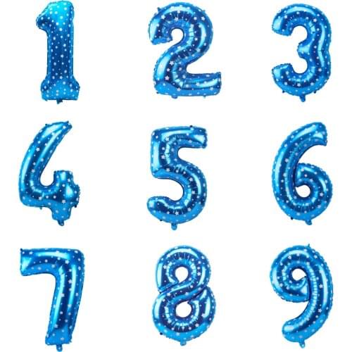 32inch Blue Foil Number Balloon Helium Ballons Kids Happy Birthday Party Baby Boy Supplies 1st 1 2 3 4 5 6 7 8 9 10 Years Old