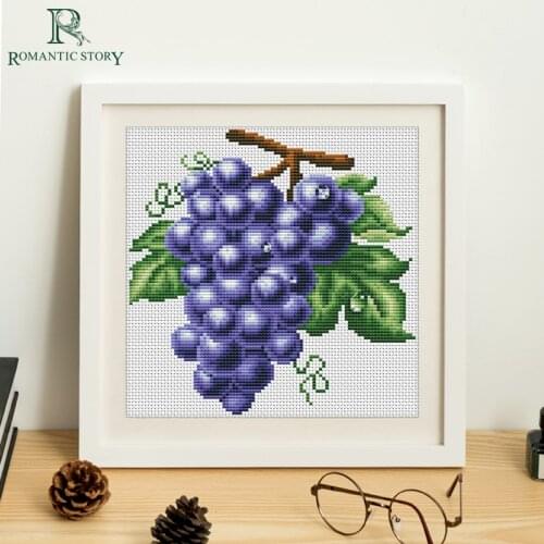 Embroidery,Paintings,Needlework,Cross stitch kits,fruit grape,DIY Cross-stitch,thread embroidery,Romantic Story 2056
