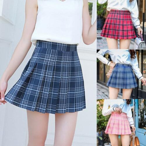 Women Plaid High Waist Tennis Skirt Flared Pleated Short Skirt School Girl Skirt Bikini Cover Uo Cute Girl