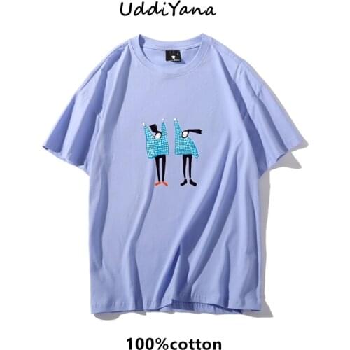 Womens Clothes 100% Cotton T-shirts Hip-hop Fashion Print Oversize Tee Kawaii Clothes Funny Short Sleeve Tops Y2K Clothing