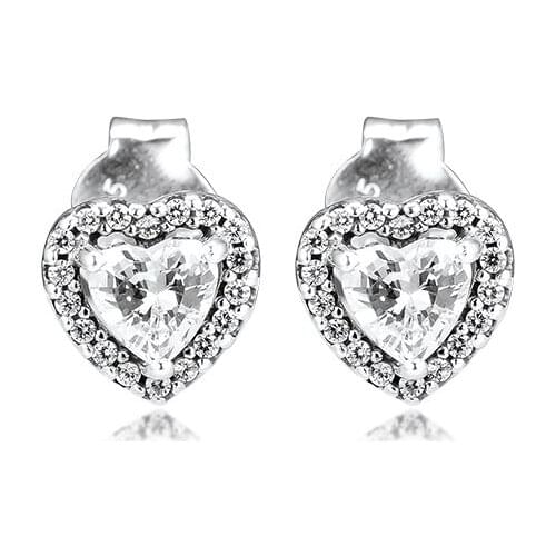 100% 925 Sterling Silver Earring Sparkling Heart Stud Earrings for Women Fashion Jewelry pendientes brincos Free Shipping
