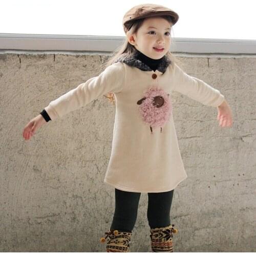 Winter Girls Dress Thicken Hooded Kids Dresses For Girl Velvet Cartoon Pattern Children Clothing Fashion Kids Clothes Costume