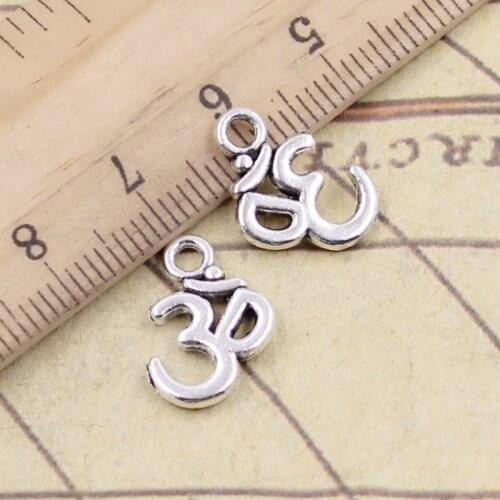 20pcs Charms Yoga OM 15x10mm Tibetan Bronze Silver Color Pendants Antique Jewelry Making DIY Handmade Craft