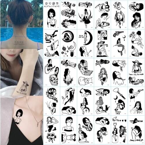 30pcs Sexy Fake Tattoo Stickers Old School Temporary Tatoo for Hands Arm Body Art Tatouage Temporaire Femme Homme Wodoodporne
