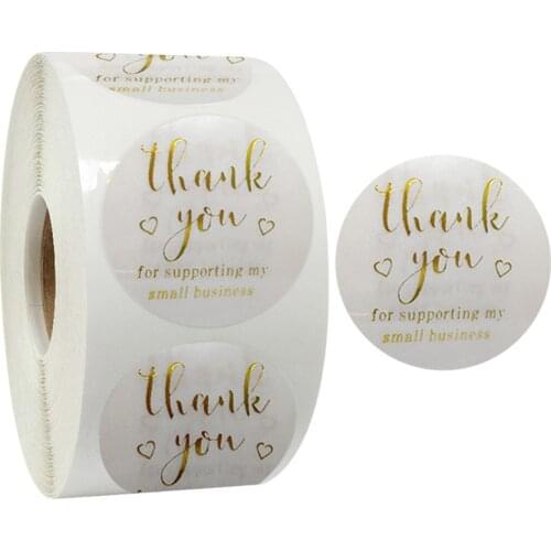 50-500Pcs Round Transparent Design Gold Stamping Thank You Seal Stickers DIY Deco Gift Sticker Label Stationery Supplies