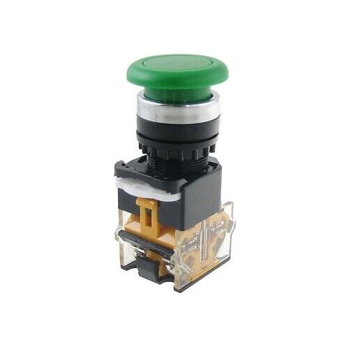 AC 380V 10A Green Sign Momentary Pushbutton Switch Non Lock 22mm 1 NO N/O NC N/C