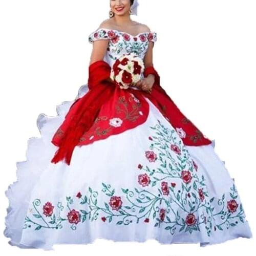 Bealegantom Ball Gown Quinceanera Dresses 2021 Embroidery Beads Lace Up Back Sweet 16 Dress Debutante Pageant Gown QA1637