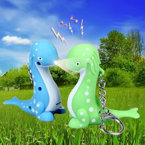 FREE SHIPPING BY DHL 200pcs/lot 2015 3D Plastic LED Little Dinosaur Keychains with Sound Novelty Children Toy Keyrings