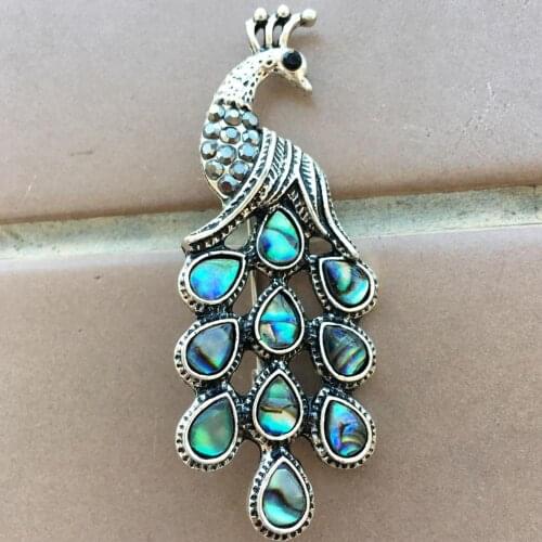 Free Shipping Women Fashion Jewelry New Zealand Abalone Shell Peacock Bead Brooch 1Pcs C9406