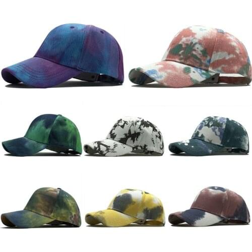 Unisex Summer Outdoor Casual Baseball Cap Gradient Colorful Tie-Dye Print Trend Hip Hop Adjustable Cotton Snapback Trucker Hat