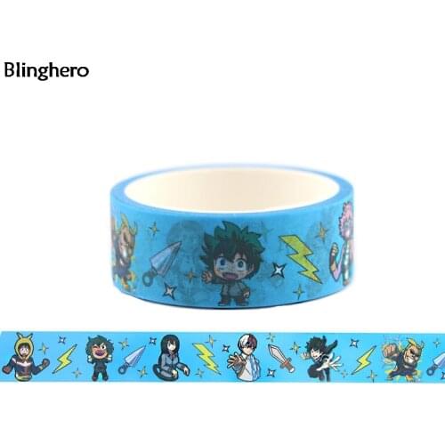 Blinghero 15mmX5m My Hero Academia Washi Tape Cool Adhesive Tapes Cartoon Masking Tape Decal Best Gift for Friends Kids BH0328