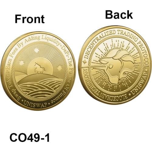 CO49 UNISWAP Cryptocurrency Physical Gold Plated Souvenir Gift Silver Creative Crypto Coin blockchain Commemorative Coin