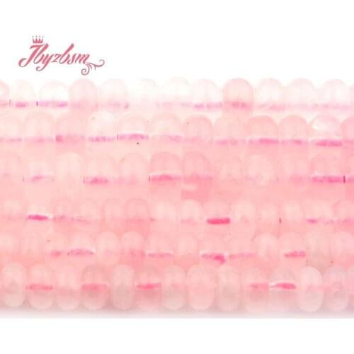 3x6 4x8mm Smooth Pink Rose Quartzs Stone Rondelle Spacer Loose Beads for DIY Necklace Bracelet Jewelry Making 15"Free Shipping