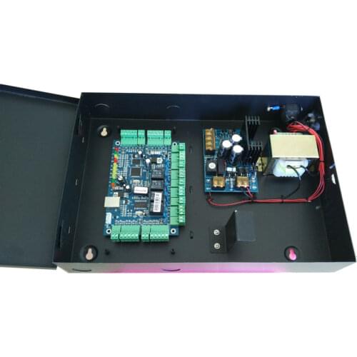 TCP IP four Door Access Controller kit ,power case with battery space ,suport multi-access function,Fire Alarm etc.sn:Bb04-set