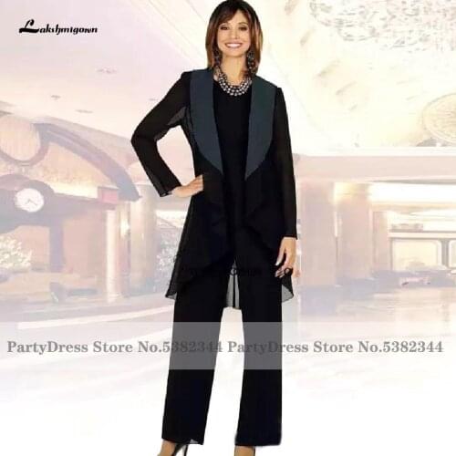 Lakshmigown Elegant Mother Of The Bride Pant Suits with Jacket 3 Pieces Ruched Elegant Wedding Guest Party Gowns Sposa 2021
