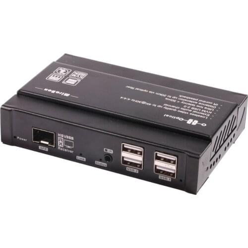 Mirabox 4K KVM Extender HDMI over Fiber 4K@30Hz 4:4:4 Audio Extender With LC Module and USB2.0 Hub