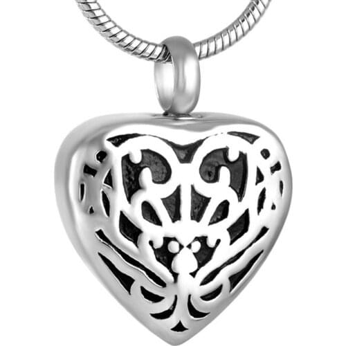 MJD9108 Discount !!! Big Sale 50% Off Pattern Heart Cremation Jewelry Memorial Pendant Urn Necklace