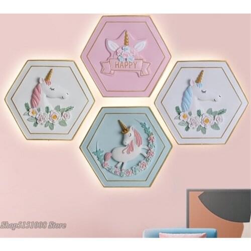 Cartoon Kids Resin Unicorn Wall Lights Bedroom Bedside Wall Lamp with Switch for Wall Lamp with Chainfor Kids Nursery Room Decor