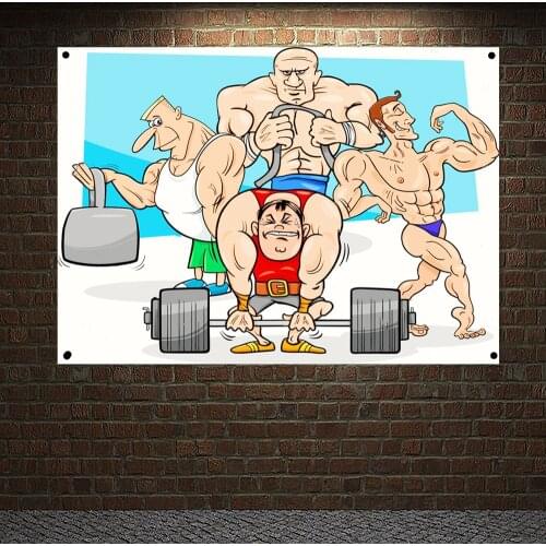 Man Muscular Body Banners Workout Bodybuilding Tapestry Home Decoration Gift Flags Wall Hanging Gym Wallpaper Canvas Painting G7