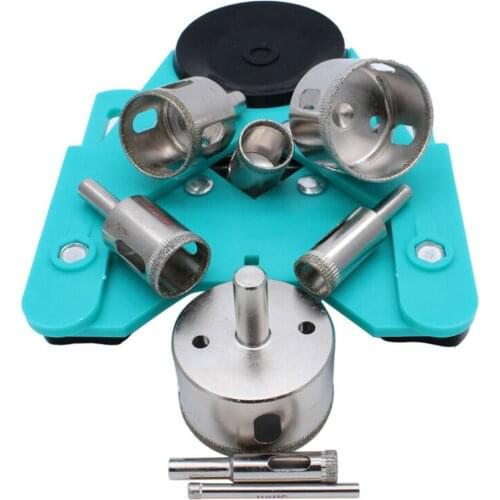 10Pcs Diamond Coated Drill Bit Set Tile Marble Glass Ceramic Hole Saw Drilling Bits Adjustable Drill Guide Positioner Locator
