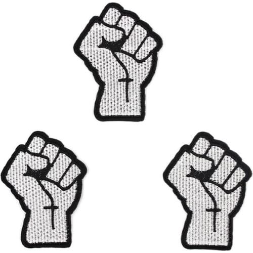 10pcs Cartoon Fist Patches Iron On Embroidery Hand Gesture Stickers For Punk Rock Coats Jeans Badge Sewing Garments Appliques