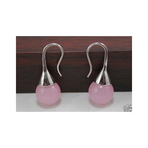 New hot fashion new natural pink jade Silver Earrings