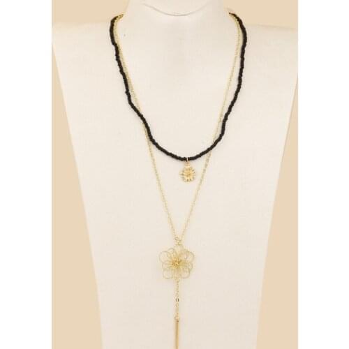 Pendant Necklace Set Fashion Creative Flower Necklace Beaded Multilayer Necklace for Women Girls Bohemian Style Jewellery