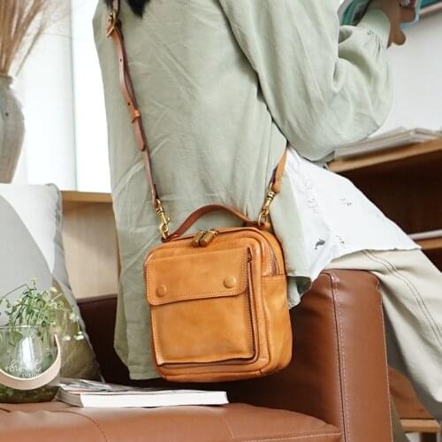 Simple fashion designer natural Genuine Leather ladies cute small handbag head layer cowhide weekend party shoulder messenger b