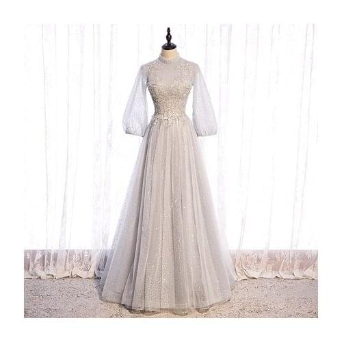 Luxury vintage grey sequined embroidery long dress gown princess cosplay medieval dress Renaissance gown queen Victoria Ball