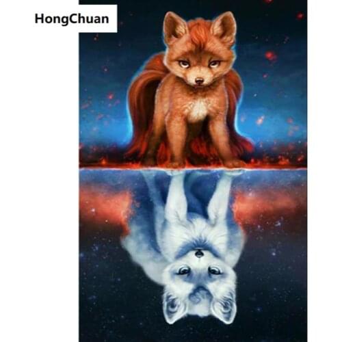 Christmas New Year Little Fox 5D DIY Square/Round Diamond Painting Cross Stitch Home Decoration Gift Mosaic Diamond Embroidery