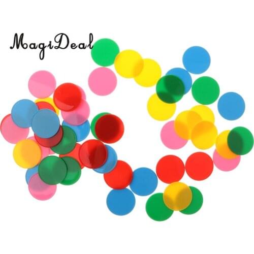 50Pcs Maths Counters - Coloured Round (32mm) Kids Toddler Educational Number Arithmetic Sorting Counting Game Teaching Aids Toy