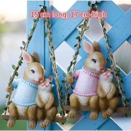 Nordic country cartoon rabbit statue, courtyard balcony decoration crafts, home garden decoration resin animal