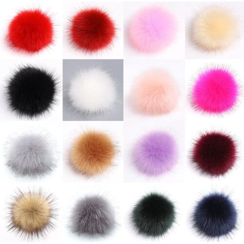 15cm Solid & Colorful Raccoon Fur Ball Fur Pom Poms For Women And Children Winter Hat And Cap Beanies Fur Pompom DIY Accessory