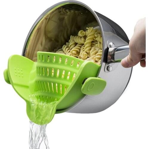 Hot Sale Wide Mouth Silicone Drainer Pot Side Drainer Household Noodle Vegetable Pour Vegetable Filter Anti-spill Drainer