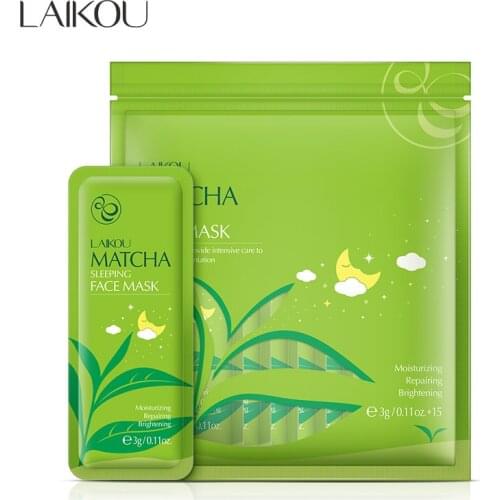 LAIKOU Matcha Sleeping Facial Mask Moisturizing Oil Control Brightening Wash-off Face Mask Smoothing Repairing Skin Cream Care
