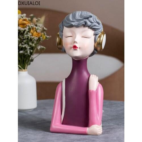 DXUIALOI Modern Minimalist Creative Girl Resin Crafts Piggy Bank Childrens Gifts Can Deposit and Take the Piggy Bank