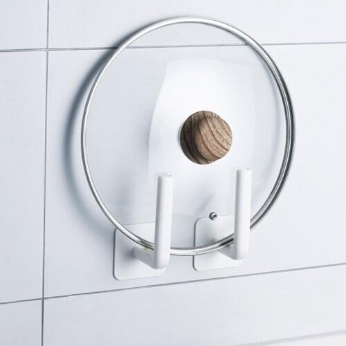 Kitchen Storage Rack Pot Shelves Perforation-free Wall-mounted Household Adhesive Hooks Seamless Hook Shelves